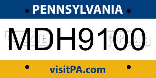 MDH9100 Pennsylvania License Plate