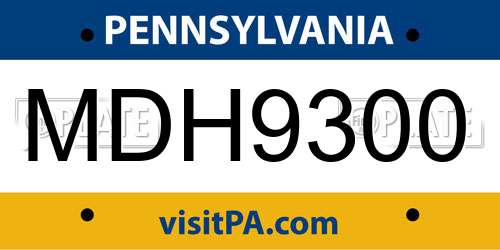 MDH9300 Pennsylvania License Plate