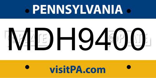 MDH9400 Pennsylvania License Plate