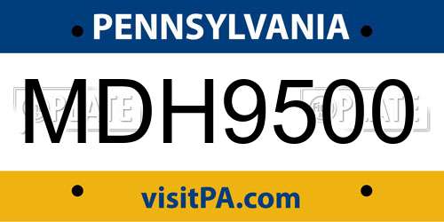MDH9500 Pennsylvania License Plate