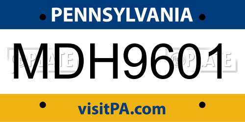 MDH9601 Pennsylvania License Plate