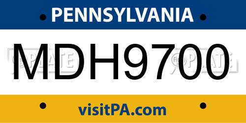 MDH9700 Pennsylvania License Plate