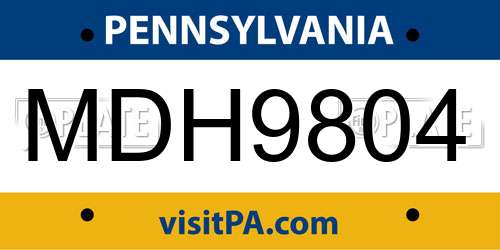 MDH9804 Pennsylvania License Plate