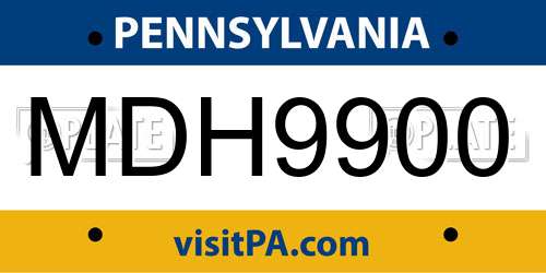 MDH9900 Pennsylvania License Plate