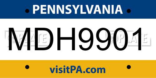 MDH9901 Pennsylvania License Plate
