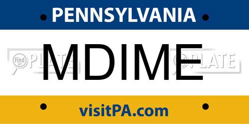 MDIME Pennsylvania License Plate