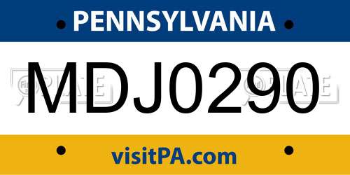 MDJ0290 Pennsylvania License Plate