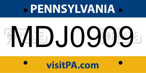 MDJ0909 Pennsylvania License Plate