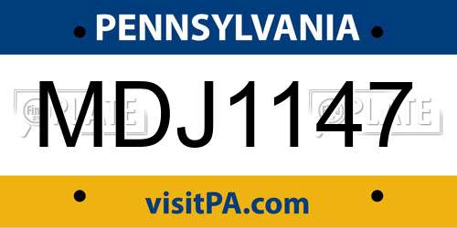 MDJ1147 Pennsylvania License Plate