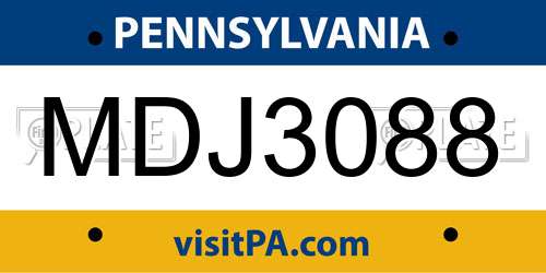 MDJ3088 Pennsylvania License Plate