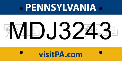 MDJ3243 Pennsylvania License Plate