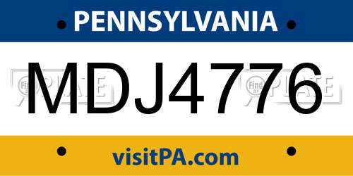 MDJ4776 Pennsylvania License Plate