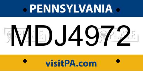 MDJ4972 Pennsylvania License Plate