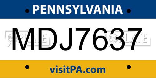 MDJ7637 Pennsylvania License Plate