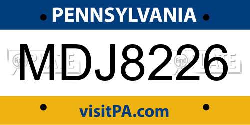 MDJ8226 Pennsylvania License Plate