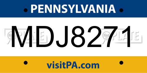 MDJ8271 Pennsylvania License Plate