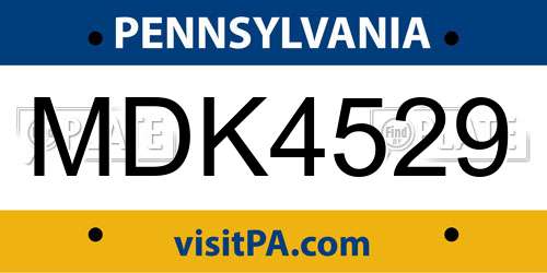 MDK4529 Pennsylvania License Plate