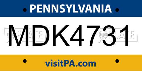 MDK4731 Pennsylvania License Plate