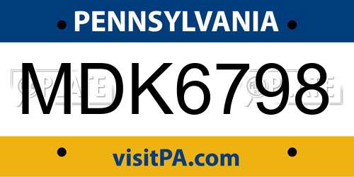 MDK6798 Pennsylvania License Plate