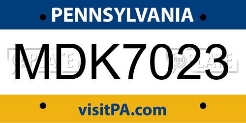 MDK7023 Pennsylvania License Plate