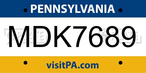 MDK7689 Pennsylvania License Plate
