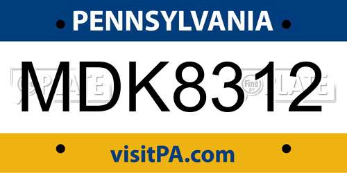 MDK8312 Pennsylvania License Plate