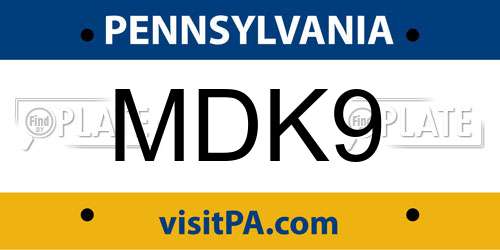 MDK9 Pennsylvania License Plate