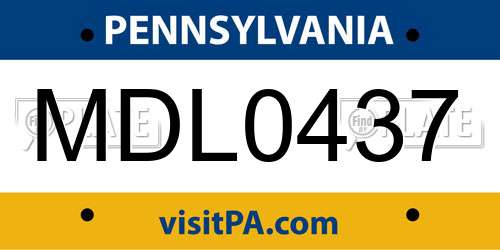 MDL0437 Pennsylvania License Plate