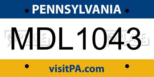 MDL1043 Pennsylvania License Plate