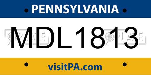 MDL1813 Pennsylvania License Plate