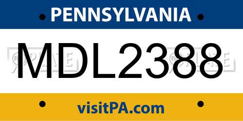 MDL2388 Pennsylvania License Plate