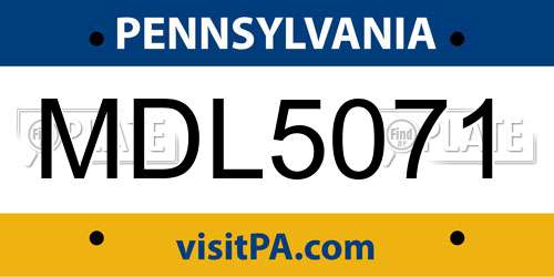 MDL5071 Pennsylvania License Plate