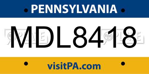 MDL8418 Pennsylvania License Plate