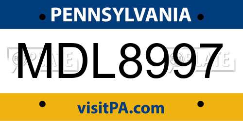 MDL8997 Pennsylvania License Plate