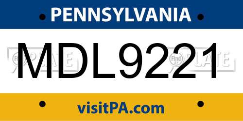 MDL9221 Pennsylvania License Plate