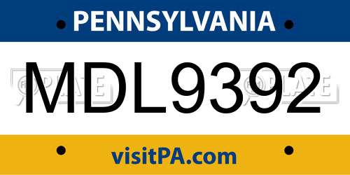 MDL9392 Pennsylvania License Plate