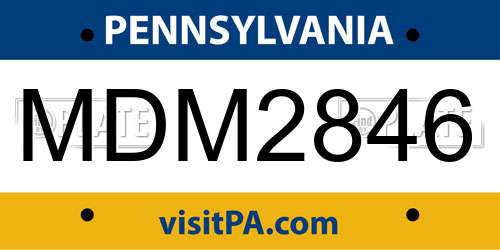 MDM2846 Pennsylvania License Plate