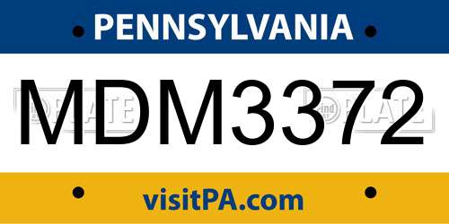MDM3372 Pennsylvania License Plate