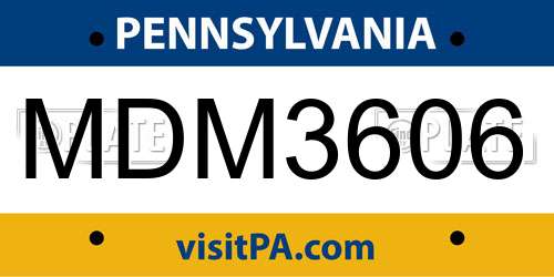 MDM3606 Pennsylvania License Plate