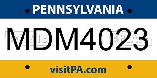 MDM4023 Pennsylvania License Plate