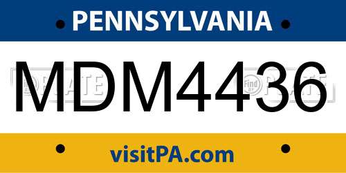 MDM4436 Pennsylvania License Plate
