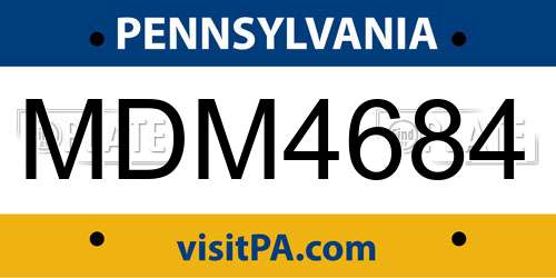 MDM4684 Pennsylvania License Plate