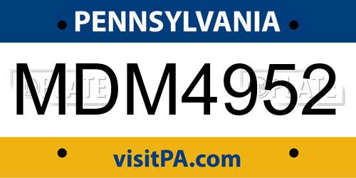 MDM4952 Pennsylvania License Plate