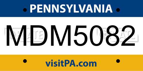 MDM5082 Pennsylvania License Plate