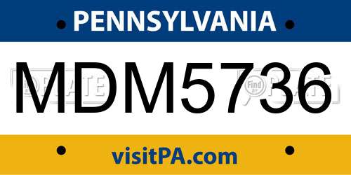 MDM5736 Pennsylvania License Plate