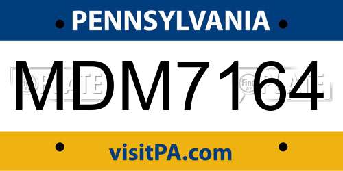 MDM7164 Pennsylvania License Plate