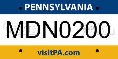 MDN0200 Pennsylvania License Plate