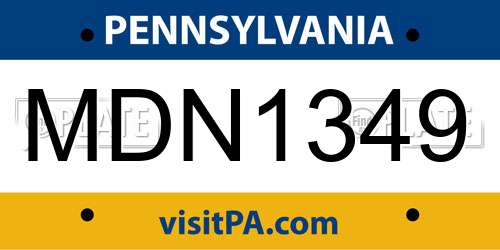 MDN1349 Pennsylvania License Plate