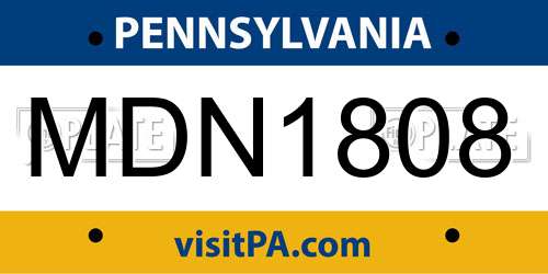 MDN1808 Pennsylvania License Plate