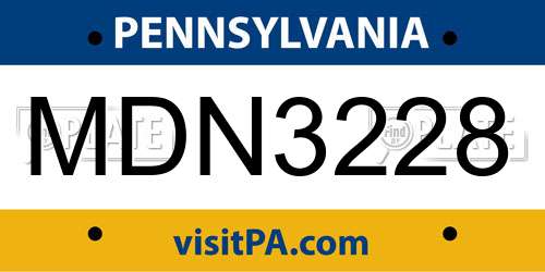 MDN3228 Pennsylvania License Plate